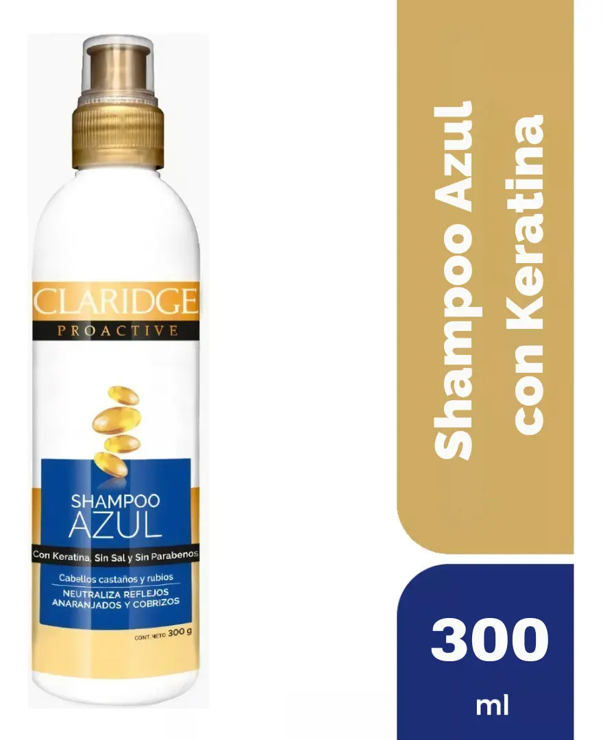 Shampoo azul Claridge 300ml - Matización reflejos anaranjados y cobrizos